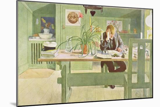 The Study Room, Published in "Lasst Licht Hinin," ("Let in More Light") 1908-Carl Larsson-Mounted Giclee Print