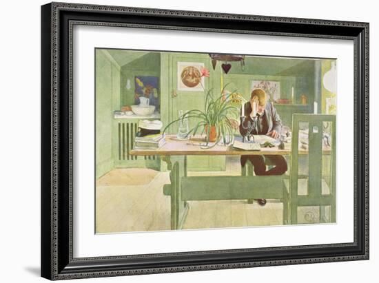The Study Room, Published in "Lasst Licht Hinin," ("Let in More Light") 1908-Carl Larsson-Framed Giclee Print
