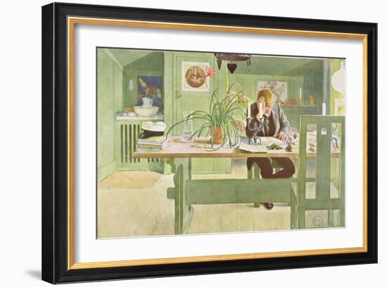 The Study Room, Published in "Lasst Licht Hinin," ("Let in More Light") 1908-Carl Larsson-Framed Giclee Print