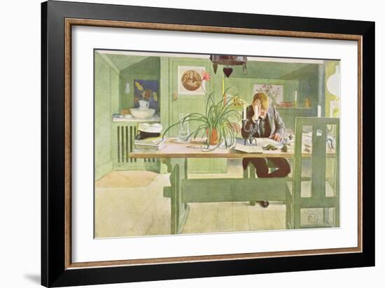 The Study Room, Published in "Lasst Licht Hinin," ("Let in More Light") 1908-Carl Larsson-Framed Giclee Print