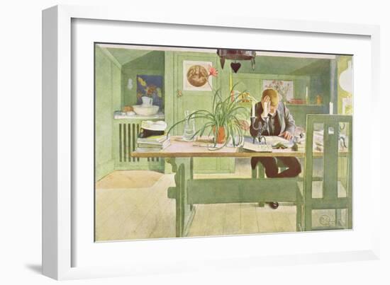 The Study Room, Published in "Lasst Licht Hinin," ("Let in More Light") 1908-Carl Larsson-Framed Giclee Print