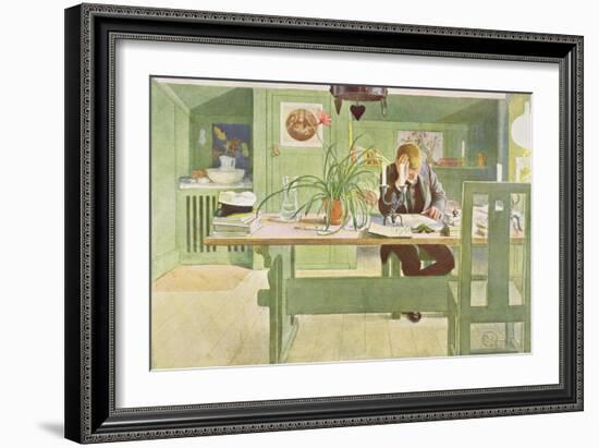 The Study Room, Published in "Lasst Licht Hinin," ("Let in More Light") 1908-Carl Larsson-Framed Giclee Print