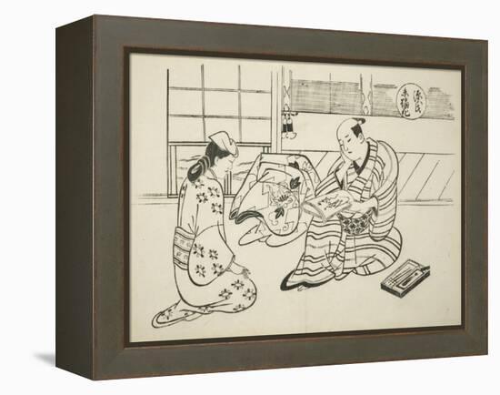 The Suetsumuhana Chapter from The Tale of Genji , from a series of Genji parodies, c.1710-Okumura Masanobu-Framed Premier Image Canvas