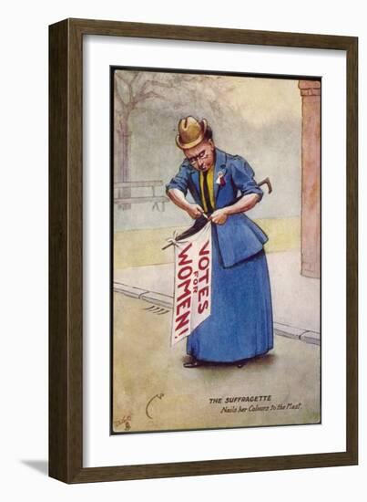 The Suffragette Nails Her Colours to the Mast-null-Framed Art Print