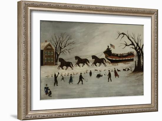 The Suffragettes Taking a Sleigh Ride, 1870-90-American School-Framed Giclee Print