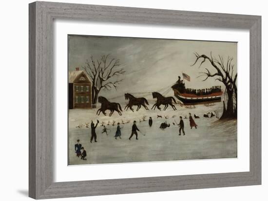 The Suffragettes Taking a Sleigh Ride, 1870-90-American School-Framed Giclee Print