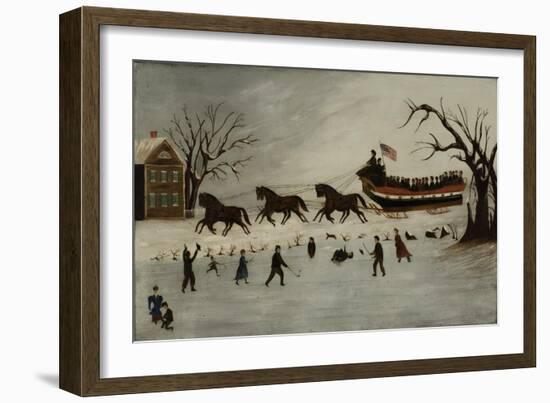 The Suffragettes Taking a Sleigh Ride, 1870-90-American School-Framed Giclee Print