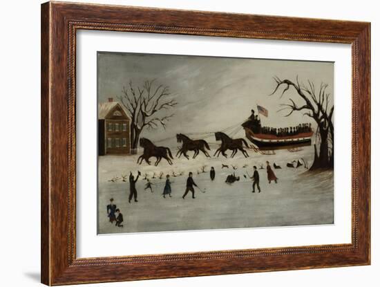 The Suffragettes Taking a Sleigh Ride, 1870-90-American School-Framed Giclee Print