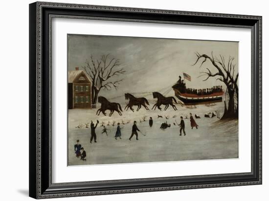 The Suffragettes Taking a Sleigh Ride, 1870-90-American School-Framed Giclee Print