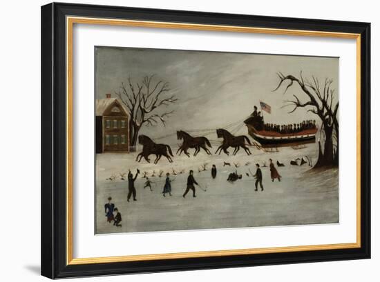 The Suffragettes Taking a Sleigh Ride, 1870-90-American School-Framed Giclee Print