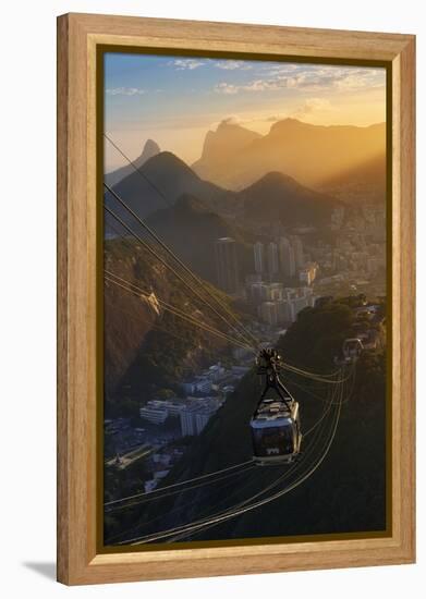 The Sugarloaf Mountain Cable Car at Sunset, Rio De Janeiro.-Jon Hicks-Framed Premier Image Canvas