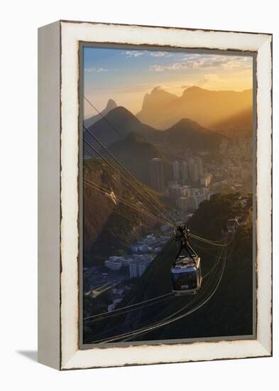 The Sugarloaf Mountain Cable Car at Sunset, Rio De Janeiro.-Jon Hicks-Framed Premier Image Canvas