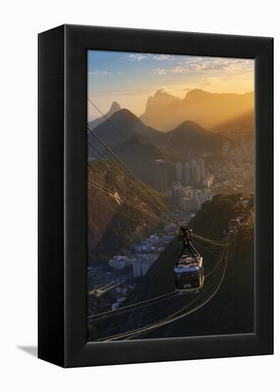 The Sugarloaf Mountain Cable Car at Sunset, Rio De Janeiro.-Jon Hicks-Framed Premier Image Canvas