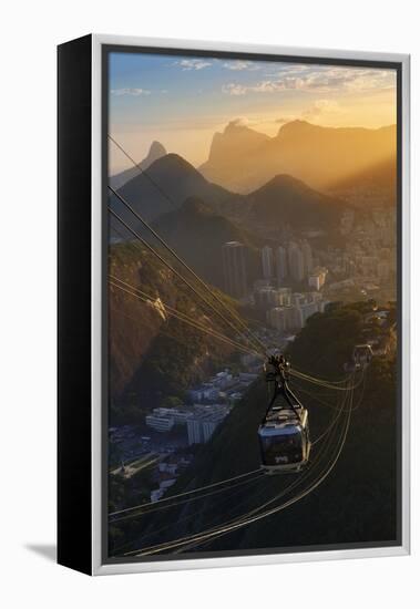 The Sugarloaf Mountain Cable Car at Sunset, Rio De Janeiro.-Jon Hicks-Framed Premier Image Canvas