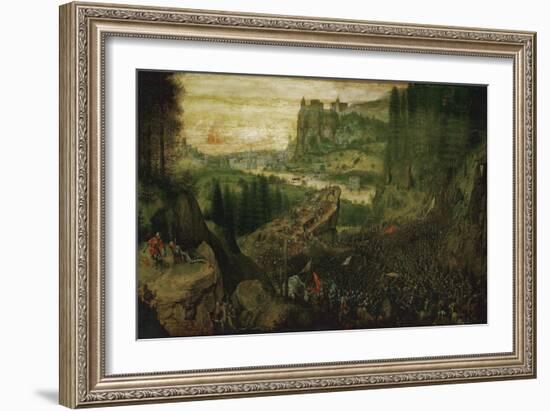 The Suicide of Saul in the Battle of Mount Gilboa Against the Philistines, 1562-Pieter Bruegel the Elder-Framed Giclee Print