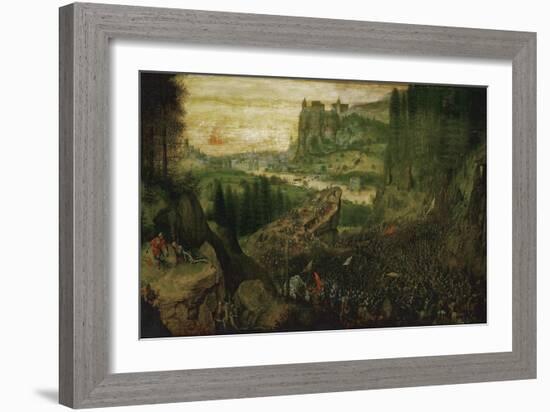 The Suicide of Saul in the Battle of Mount Gilboa Against the Philistines, 1562-Pieter Bruegel the Elder-Framed Giclee Print