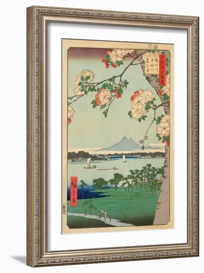 The Suijin Woods and Massaki on the Sumida River, 1856 (Woodblock Print, with Bokashi)-Ando or Utagawa Hiroshige-Framed Giclee Print