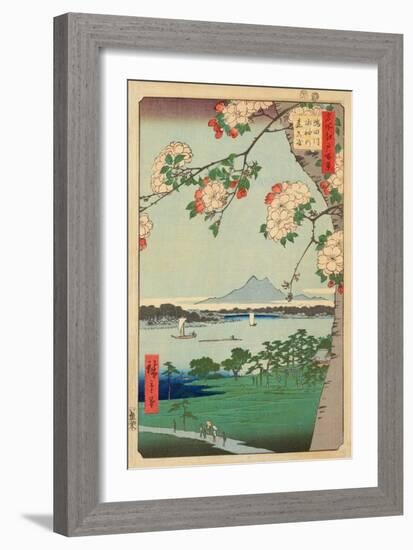 The Suijin Woods and Massaki on the Sumida River, 1856 (Woodblock Print, with Bokashi)-Ando or Utagawa Hiroshige-Framed Giclee Print