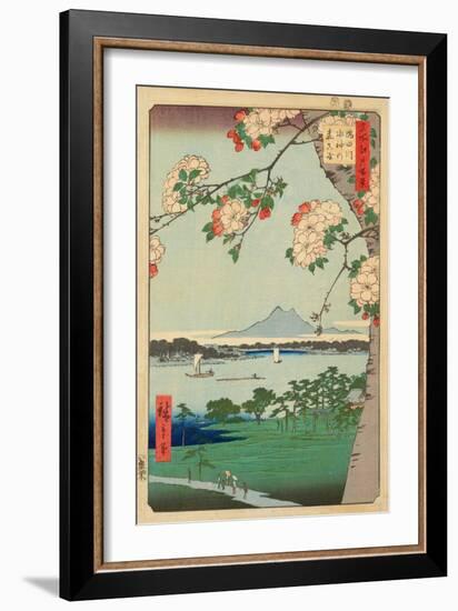 The Suijin Woods and Massaki on the Sumida River, 1856 (Woodblock Print, with Bokashi)-Ando or Utagawa Hiroshige-Framed Giclee Print