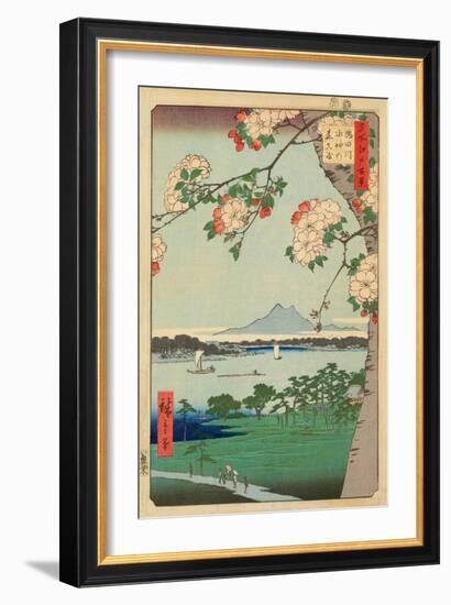 The Suijin Woods and Massaki on the Sumida River, 1856 (Woodblock Print, with Bokashi)-Ando or Utagawa Hiroshige-Framed Giclee Print