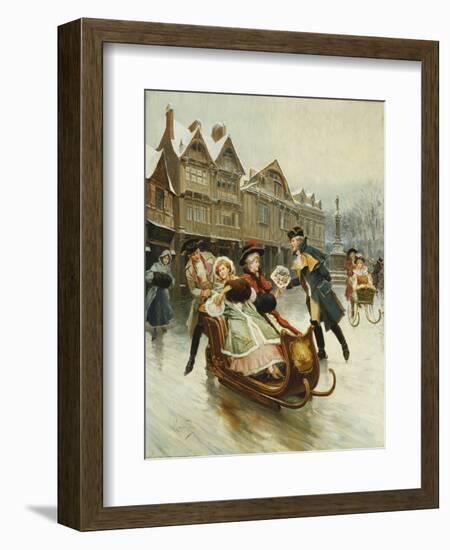 The Suitor's Sleighride-Alonso Perez-Framed Giclee Print