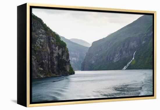 The Suitor Waterfall Lies Directly Opposite the Seven Sisters Waterfall, Geirangerfjord, Norway-Amanda Hall-Framed Premier Image Canvas