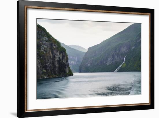 The Suitor Waterfall Lies Directly Opposite the Seven Sisters Waterfall, Geirangerfjord, Norway-Amanda Hall-Framed Photographic Print