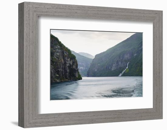 The Suitor Waterfall Lies Directly Opposite the Seven Sisters Waterfall, Geirangerfjord, Norway-Amanda Hall-Framed Photographic Print