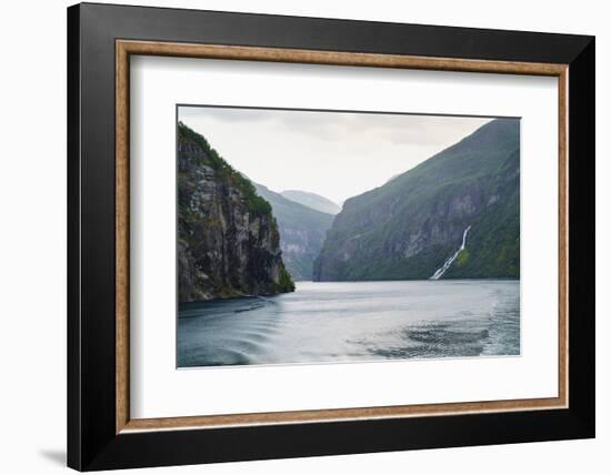 The Suitor Waterfall Lies Directly Opposite the Seven Sisters Waterfall, Geirangerfjord, Norway-Amanda Hall-Framed Photographic Print