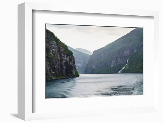 The Suitor Waterfall Lies Directly Opposite the Seven Sisters Waterfall, Geirangerfjord, Norway-Amanda Hall-Framed Photographic Print