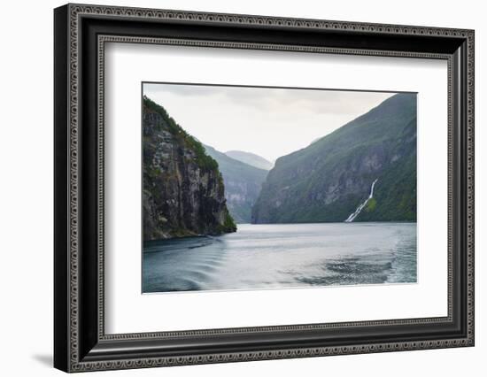 The Suitor Waterfall Lies Directly Opposite the Seven Sisters Waterfall, Geirangerfjord, Norway-Amanda Hall-Framed Photographic Print