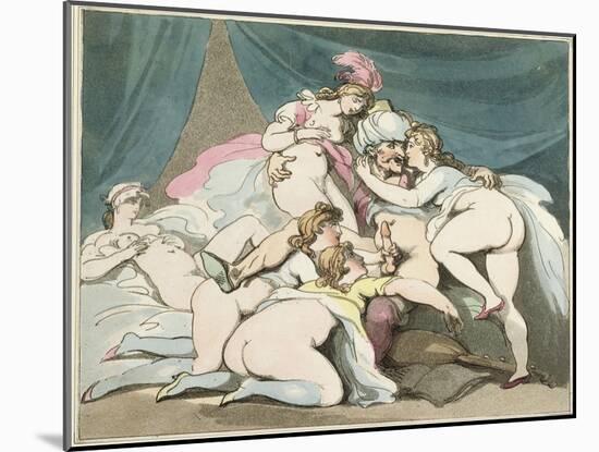 The Sultan, from Sequence of Caricatures Depicting the Sexual Practices of the English Aristocracy-Thomas Rowlandson-Mounted Giclee Print