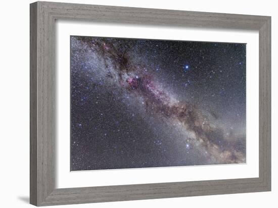 The Summer Triangle Stars in the Milky Way Through Cygnus, Lyra and Aquila-null-Framed Photographic Print