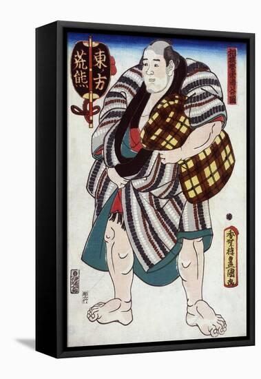 The Sumo Wrestler Arakuma of the East Side, Japanese Wood-Cut Print-Lantern Press-Framed Stretched Canvas