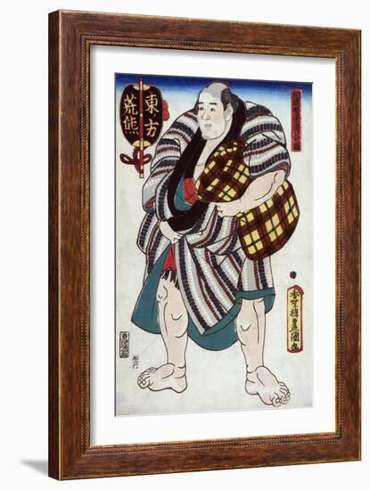 The Sumo Wrestler Arakuma of the East Side, Japanese Wood-Cut Print-Lantern Press-Framed Art Print