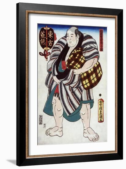 The Sumo Wrestler Arakuma of the East Side, Japanese Wood-Cut Print-Lantern Press-Framed Art Print