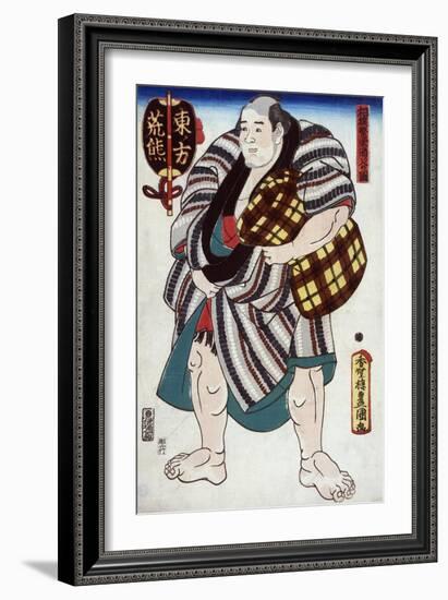 The Sumo Wrestler Arakuma of the East Side, Japanese Wood-Cut Print-Lantern Press-Framed Art Print