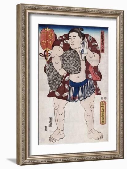 The Sumo Wrestler Ichiriki of the East Side, Japanese Wood-Cut Print-Lantern Press-Framed Art Print