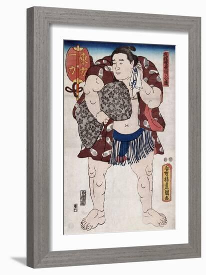 The Sumo Wrestler Ichiriki of the East Side, Japanese Wood-Cut Print-Lantern Press-Framed Art Print
