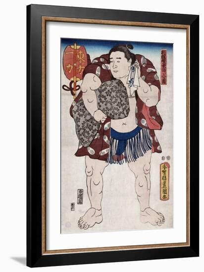 The Sumo Wrestler Ichiriki of the East Side, Japanese Wood-Cut Print-Lantern Press-Framed Art Print