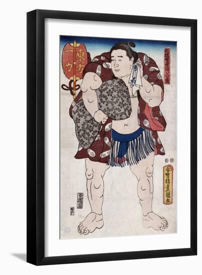 The Sumo Wrestler Ichiriki of the East Side, Japanese Wood-Cut Print-Lantern Press-Framed Art Print