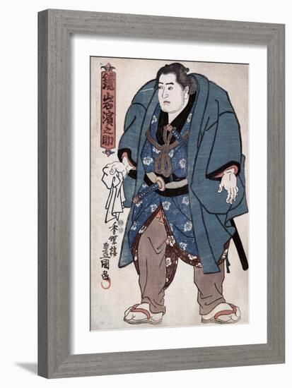 The Sumo Wrestler Kagamiiwa Hamanosuke, Japanese Wood-Cut Print-Lantern Press-Framed Art Print