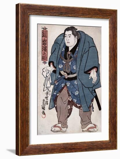 The Sumo Wrestler Kagamiiwa Hamanosuke, Japanese Wood-Cut Print-Lantern Press-Framed Art Print