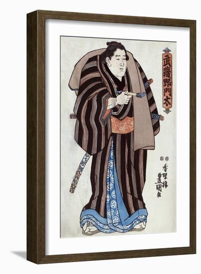 The Sumo Wrestler Musashino Monta, Japanese Wood-Cut Print-Lantern Press-Framed Art Print