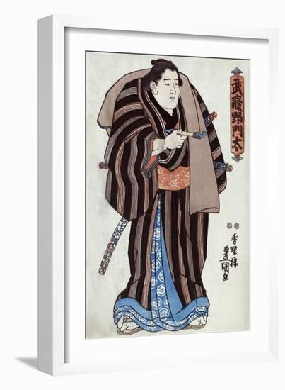 The Sumo Wrestler Musashino Monta, Japanese Wood-Cut Print-Lantern Press-Framed Art Print