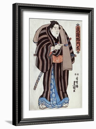 The Sumo Wrestler Musashino Monta, Japanese Wood-Cut Print-Lantern Press-Framed Art Print