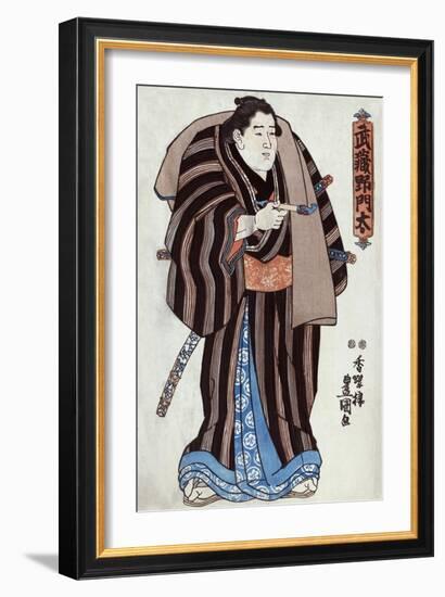 The Sumo Wrestler Musashino Monta, Japanese Wood-Cut Print-Lantern Press-Framed Art Print