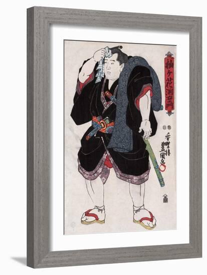 The Sumo Wrestler Somagahama Fuchiemon, Japanese Wood-Cut Print-Lantern Press-Framed Art Print