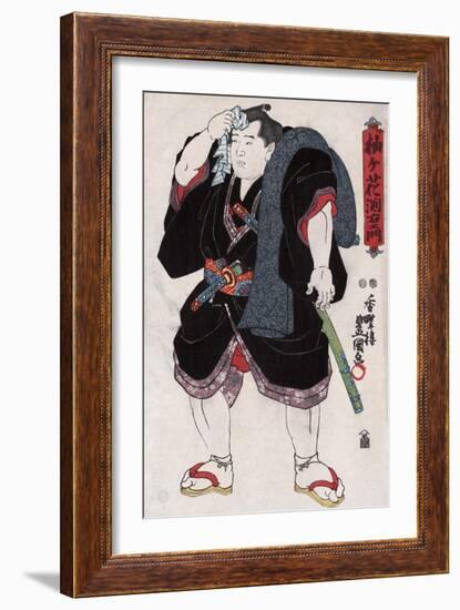 The Sumo Wrestler Somagahama Fuchiemon, Japanese Wood-Cut Print-Lantern Press-Framed Art Print