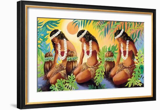 The Sun at the Source of Life, Hawaiian Hula Girls-Warren Rapozo-Framed Giclee Print